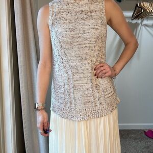 LOFT Textured Knit Sweater in Cream and Black